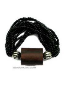 ZAS robapinzas.com | Pulsera el&aacute;stica cuentas, Gran adorno central en madera
