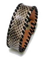 ZAS robapinzas.com | Pulsera de cuero, piel de Cobra, cierre clip 
