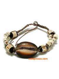 ZAS robapinzas.com | Pulsera, coco, concha grande central, piezas de huesos de pez