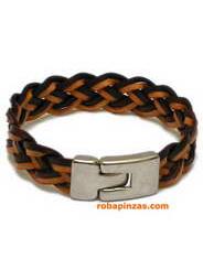 ZAS robapinzas.com | Pulsera de cuero, trenzado ancho, cierre metal