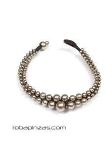 ZAS robapinzas.com | 
	Pulseras de bolas de lat&oacute;n o rodio en degradado, cierre bot&oacute;n
