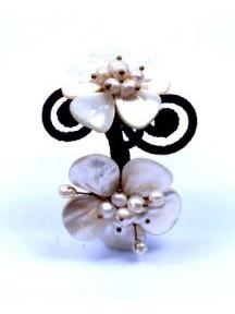 ZAS robapinzas.com | pulsera semi-r&iacute;gida con flores de piedras y nacar, para la mu&ntilde;eca o antebrazo