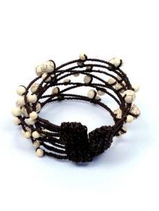ZAS robapinzas.com | pulsera semi r&iacute;gida de alambre encerado con piedras como turquesas coral etc