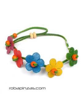 ZAS robapinzas.com | 
	Pulsera hippie de flores de cuero de colores
