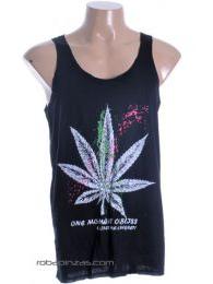 ZAS robapinzas.com | Camiseta de tirantres marihuana, en algod&oacute;n