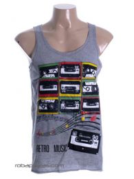 ZAS robapinzas.com | 
	Camiseta de tirantres retro cassetes, algod&oacute;n
