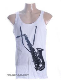 ZAS robapinzas.com Camiseta de tirantes saxof&oacute;n, algod&oacute;n