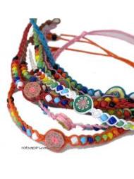 ZAS robapinzas.com | 
	Tobillera algod&oacute;n ctas colores, pieza central fimo decorada.

