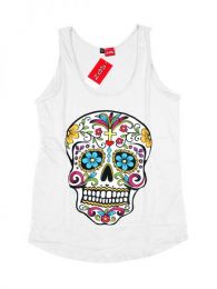 Modelo: Blanco top calavera hippie, top de Mod Blanco