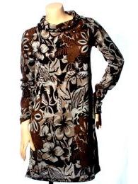 ZAS robapinzas.com | Vestido estampado manga larga, cuello alto, bolsillos laterales. 95% viscosa 5% expandex, talla &uacute;nica