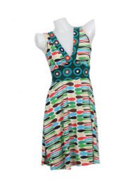 ZAS robapinzas.com | vestido estampado de colores con cuello en pico, talla &uacute;nica
