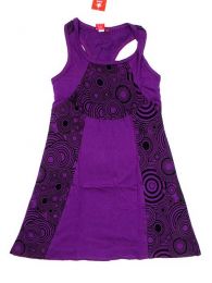 Modelo: Morado Vestido hippie de algodón Mod Morado