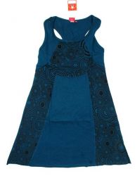 Modelo: Azul Vestido hippie de algodón Mod Azul
