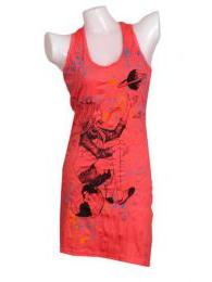 Modelo: Rojo vestido algodón arrugado Mod Rojo