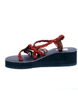 ZAS robapinzas.com | sandalia con plataforma de cordones de algod&oacute;n trenzados en colo teja