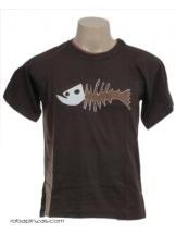 ZAS robapinzas.com | 
	Camiseta de algod&oacute;n, ribete de distinto color en cuello y mangas. el dibujo est&aacute; troquelado y cortado en la tela. Motivo FISH
