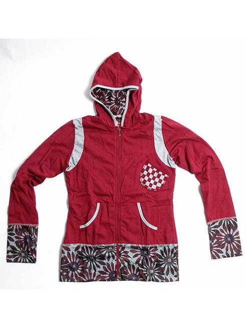sudadera flores y cuadros estampados. abierta con cremallera. 100% algodón ZAS robapinzas.com | sudadera flores y cuadros estampados. abierta con cremallera. 100% algodón