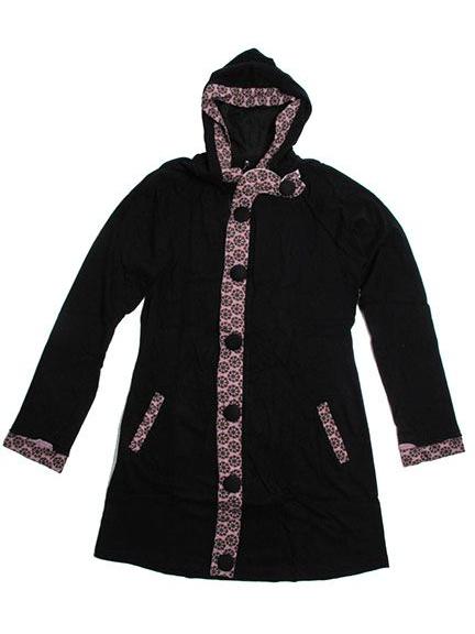chaqueta larga detalles estampados, botones forrados. 100% algodón ZAS robapinzas.com | chaqueta larga detalles estampados, botones forrados. 100% algodón