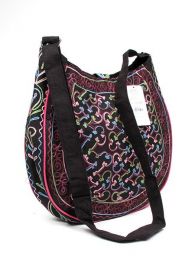 Bolso de piel de melocotón bordado redondo ZAS robapinzas.com | Bolso de piel de