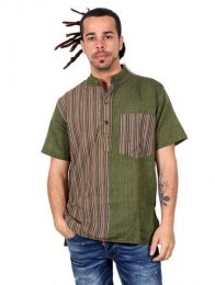Camisa de algodón combinado rayas liso ZAS robapinzas.com | Camisa de algodón