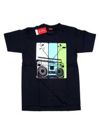 Radio cassete, camiseta algodón manga corta ZAS robapinzas.com | Radio cassete, camiseta