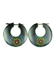 pendientes étnicos madera dotpaint. pendientes ZAS robapinzas.com | pendientes étnicos