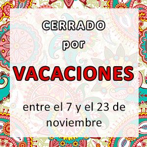 Cerramos por vacaciones desde el 7 al 23 de noviembre.. ZAS tu tienda Hippie alternativa