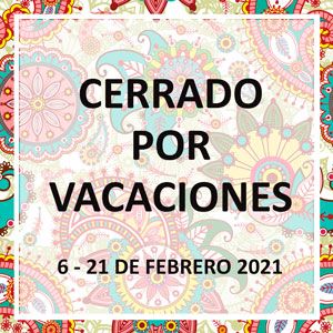 Nuestro almacén permanecerá CERRADO por vacaciones entre el 6 y el 21 de Febrero 2021. ZAS tu tienda Hippie alternativa