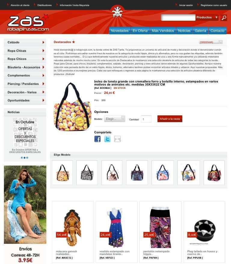 
	¡Estamos de estreno! Acabamos de poner en marcha la nueva versión de ZAS robapinzas.com...
. ZAS tu tienda Hippie alternativa