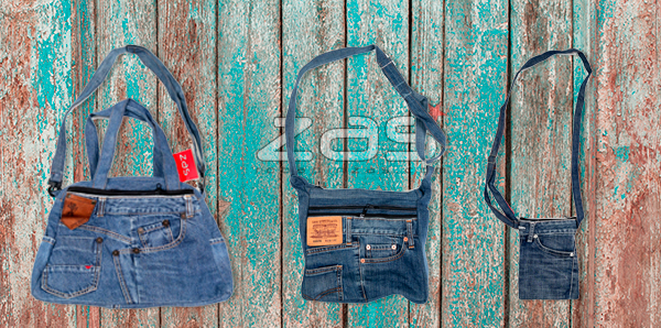 bolsos fabricados con jean vaqueros reciclados