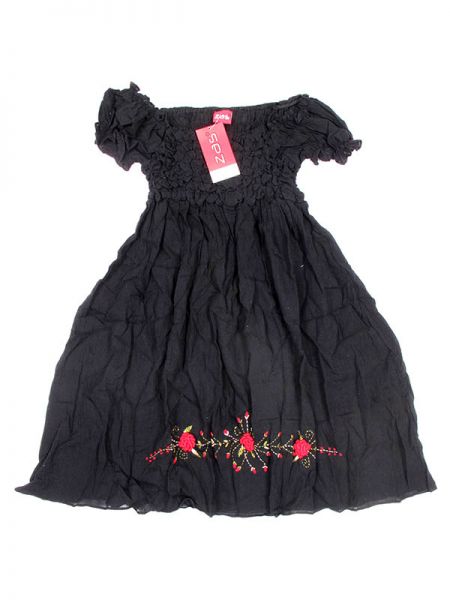 Modelo: Negro Vestidos Hippie Etnicos - Vestido corto con bordado BLAO02 - Modelo Negro