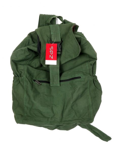 Modelo: Verde Bolsos y Mochilas Hippies - Mochila de loneta con múltiples BOHC06 - Modelo Verde