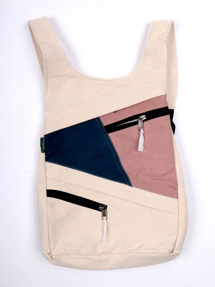 Mochila Chaleco Patchwork Tricolor Root BOHC33 color Crudo
