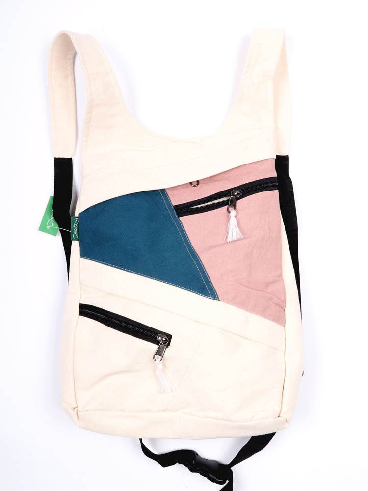 Mochila Chaleco Patchwork Tricolor Root BOHC33 color Blanco