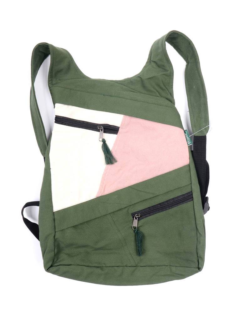Mochila Chaleco Patchwork Tricolor Root BOHC33 color Verde