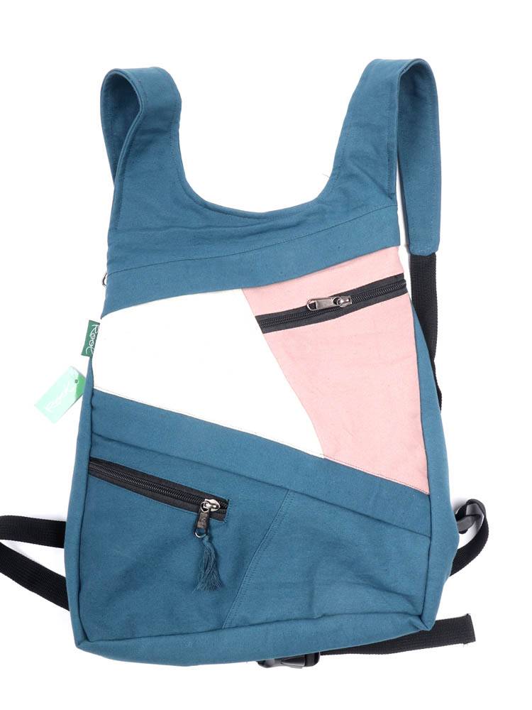 Mochila Chaleco Patchwork Tricolor Root BOHC33 color Azul