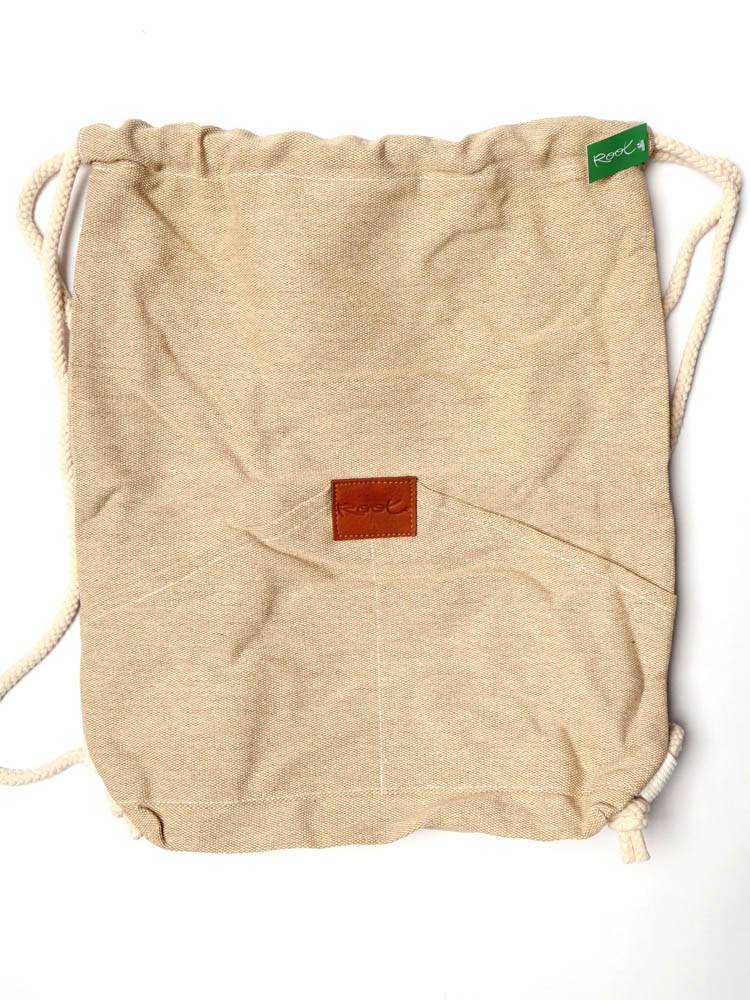 Mochila de Loneta con Cordones Grande de Root BOTH03 color Marrón cl