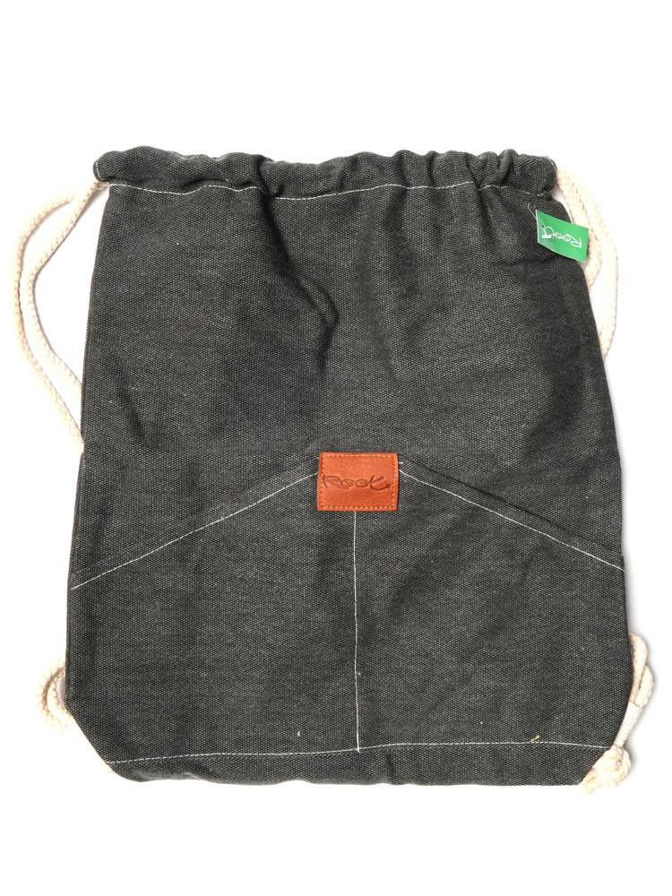 Mochila de Loneta con Cordones Grande de Root BOTH03 color Negro