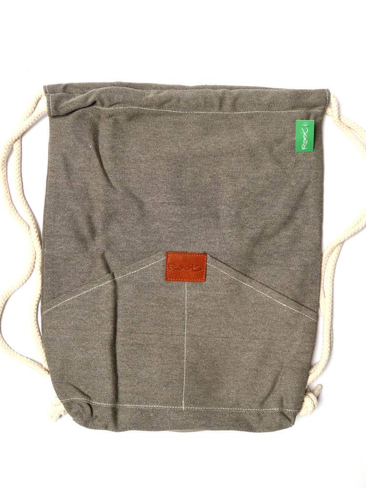 Mochila de Loneta con Cordones Grande de Root BOTH03 color Gris