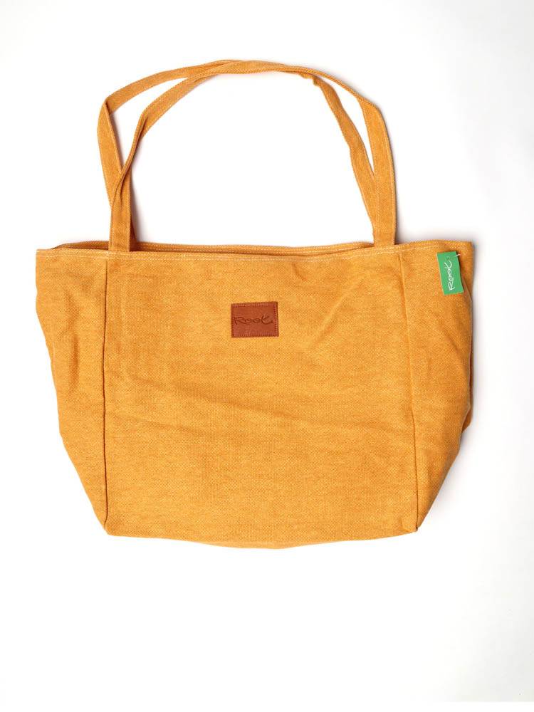 Bolso shopper grande de loneta de Root BOTH05 color Mostaza