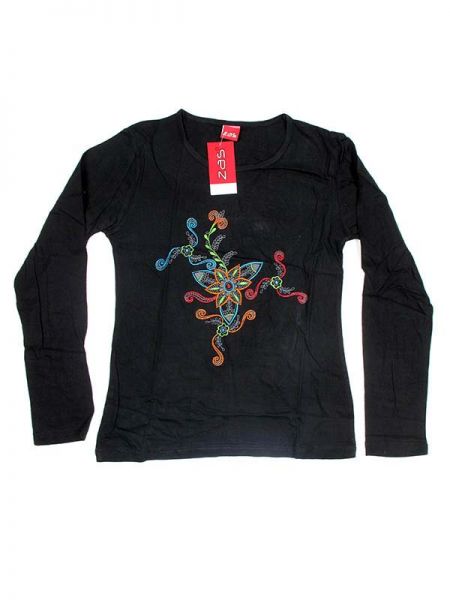 Modelo: Negro Camisetas de Manga Larga - Camiseta de algodón CAEV10 - Modelo Negro