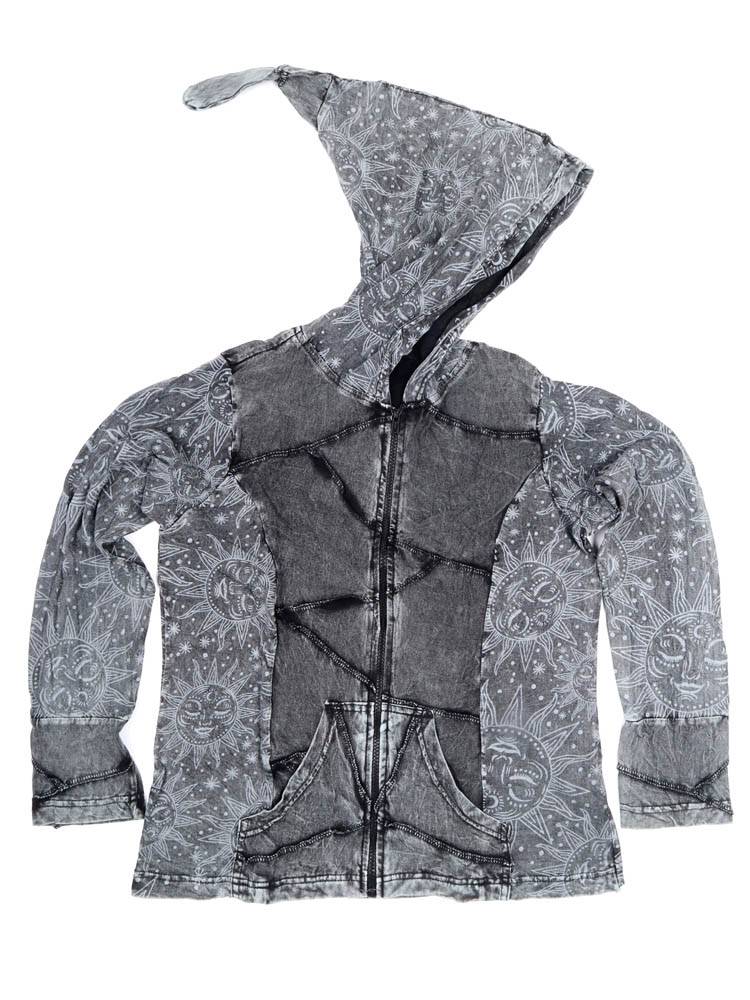 Sudadera patchwork con capucha y cremallera CAEV48 color Gris