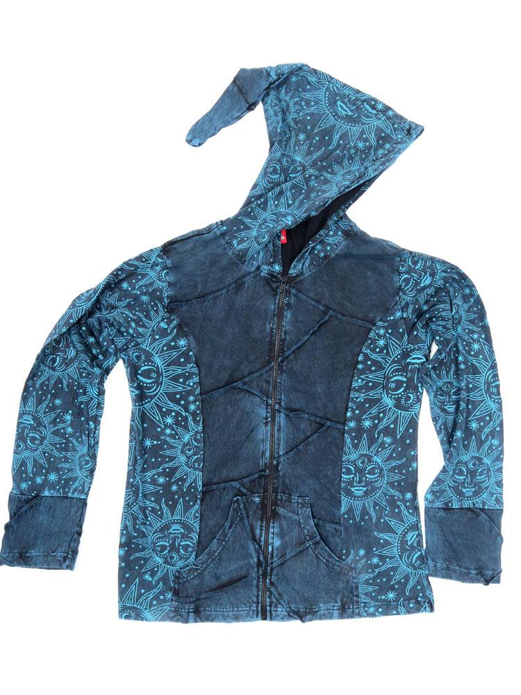 Sudadera patchwork con capucha y cremallera CAEV48 color Azul
