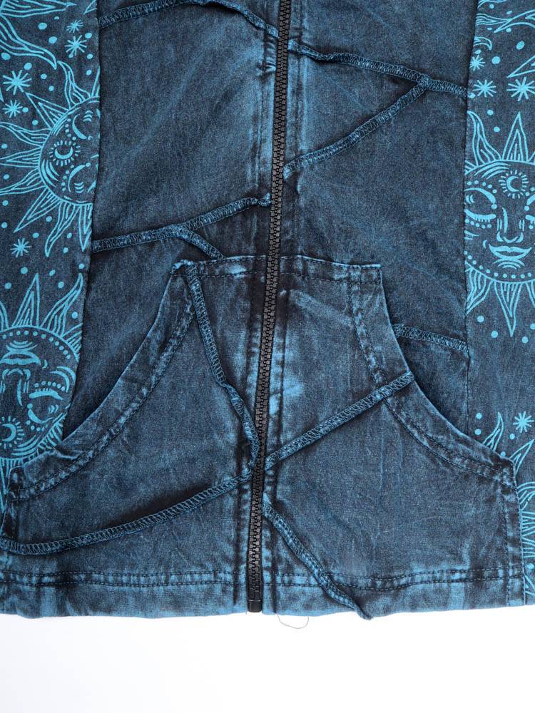 Sudadera patchwork con capucha y cremallera CAEV48