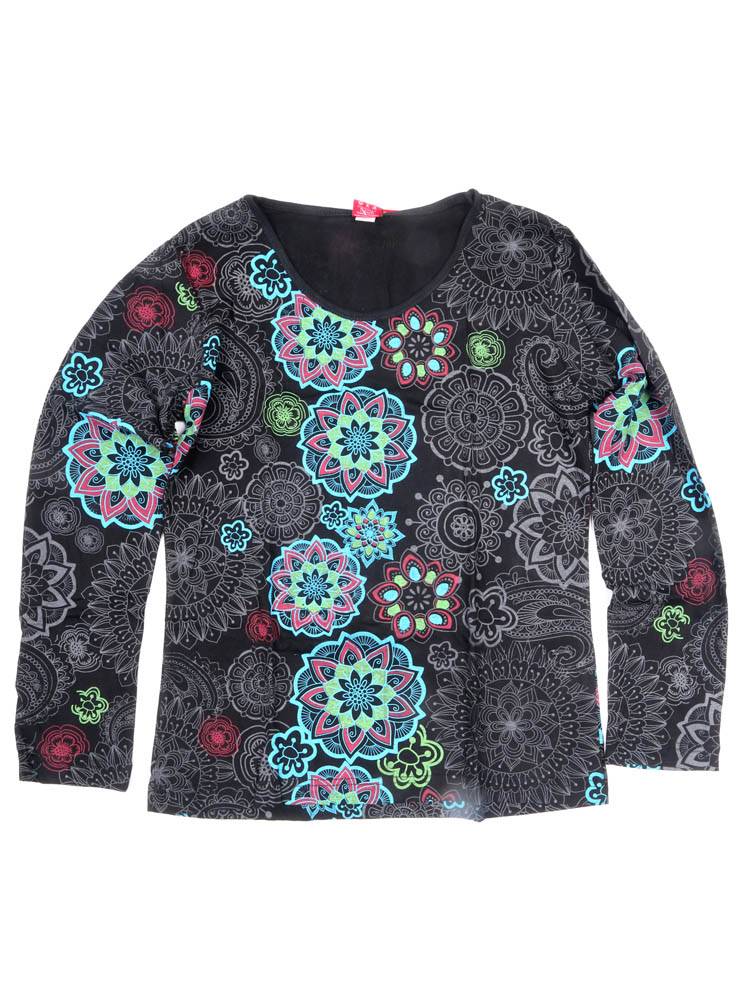 Camiseta estampado mandalas de colores CAEV50 color Negro