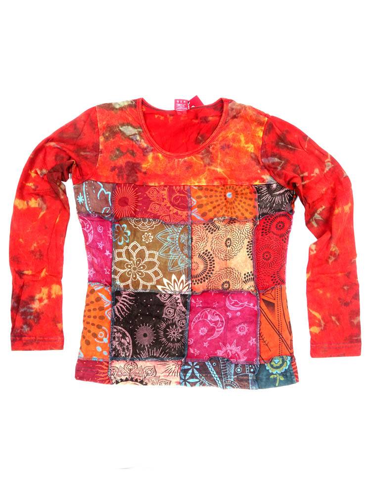 Camiseta patchwork estampado multicolor CAEV52 color Rojo