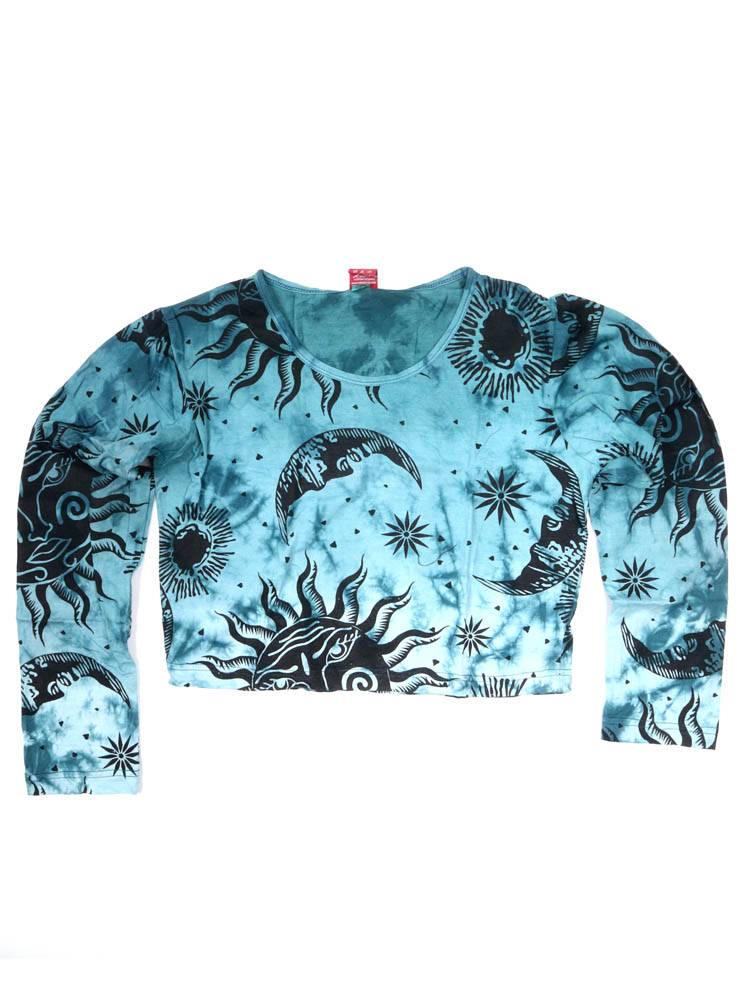 Camiseta crop sol y luna manga larga CAEV53 color Azul