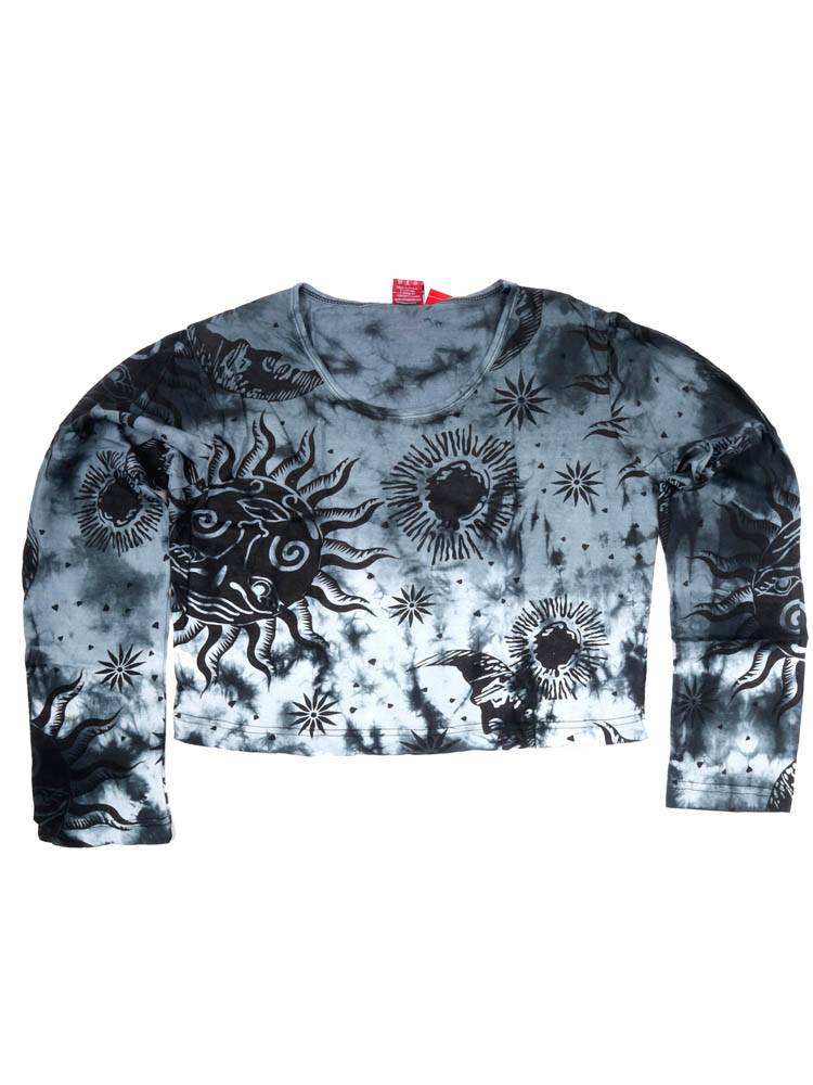 Camiseta crop sol y luna manga larga CAEV53 color Negro