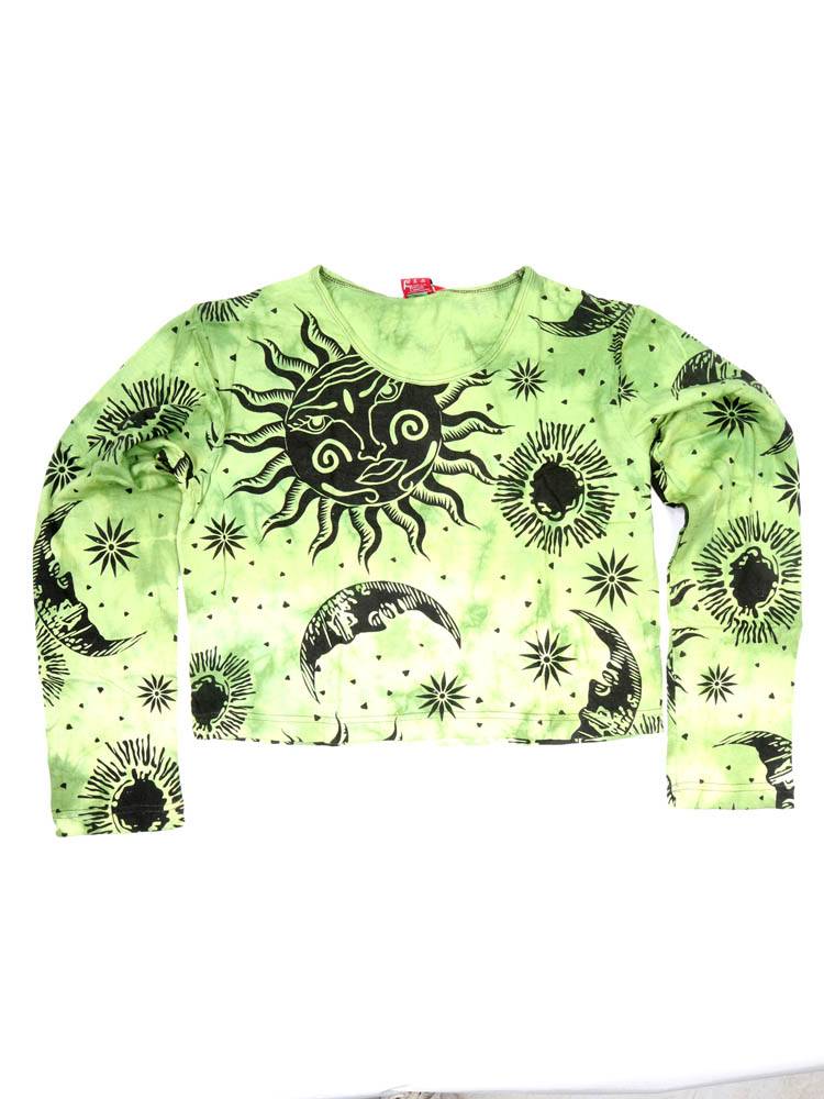 Camiseta crop sol y luna manga larga CAEV53 color Verde