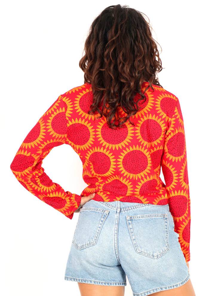 Camiseta crop sol con detalle crochet CAEV54